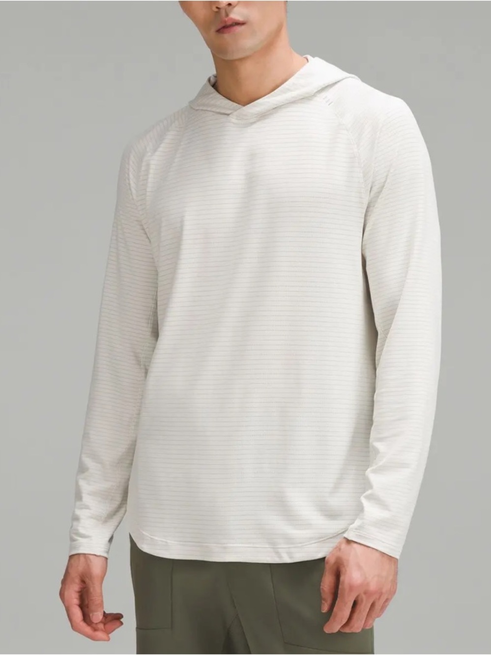 Lululemon License to Train Hoodie - Heathered Bone Mens Hooded Long Sleeve Tee